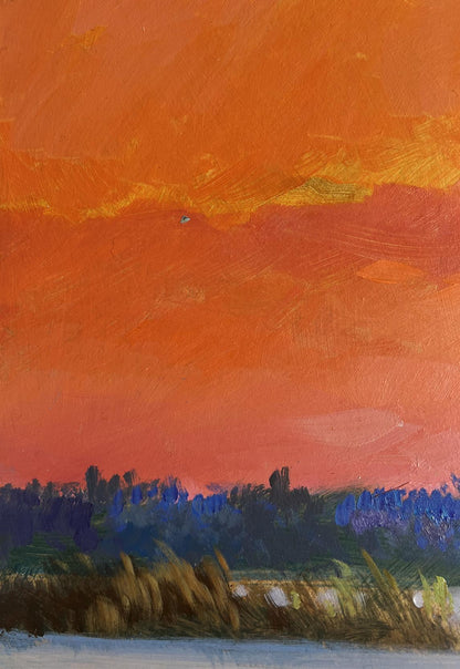 Oil painting of mesmerizing crimson sunset by Yuriy Suprunchuk