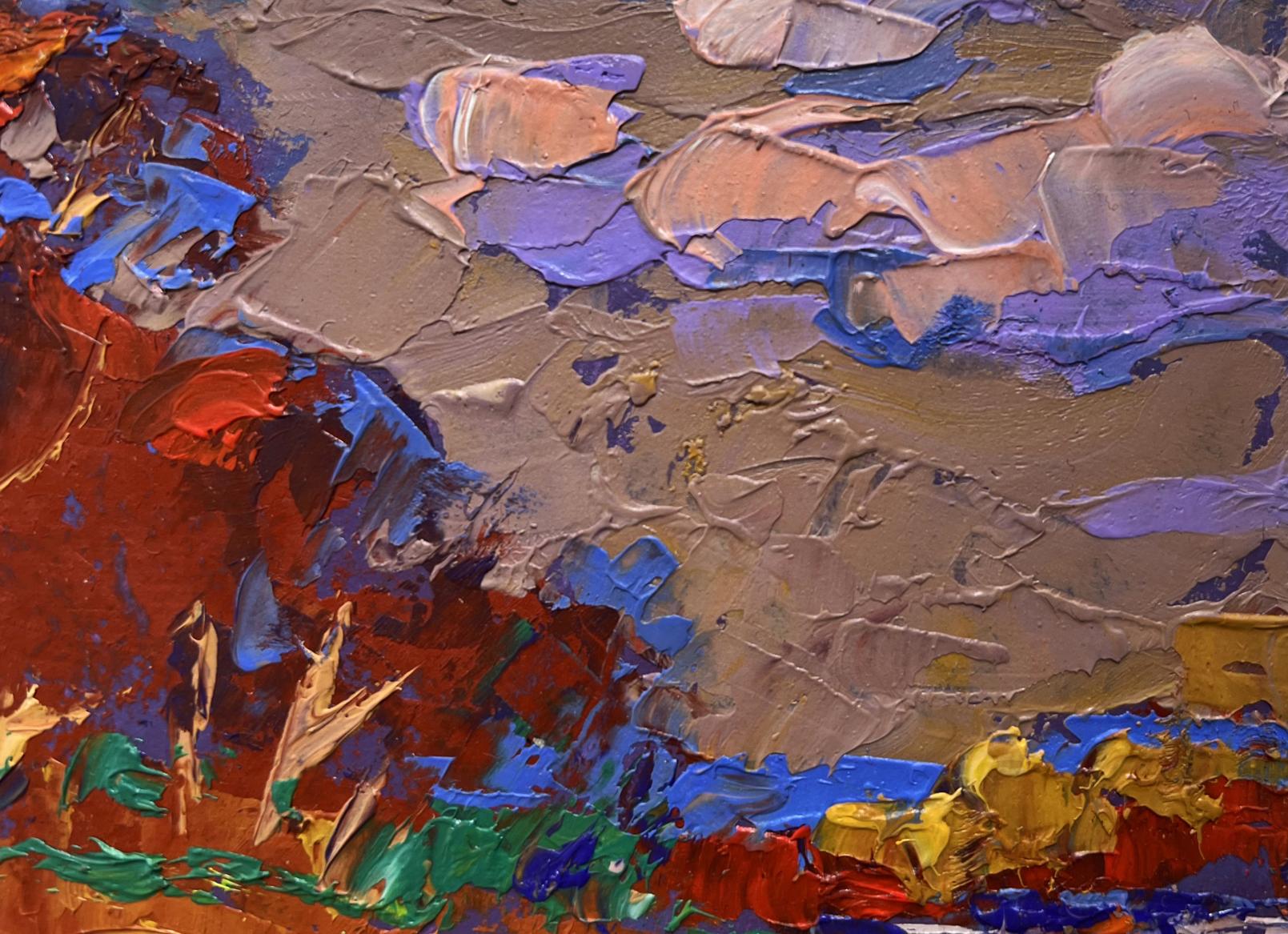 Oil painting Warm evening days by Oleksiy Ivanyuk with vibrant impasto strokes