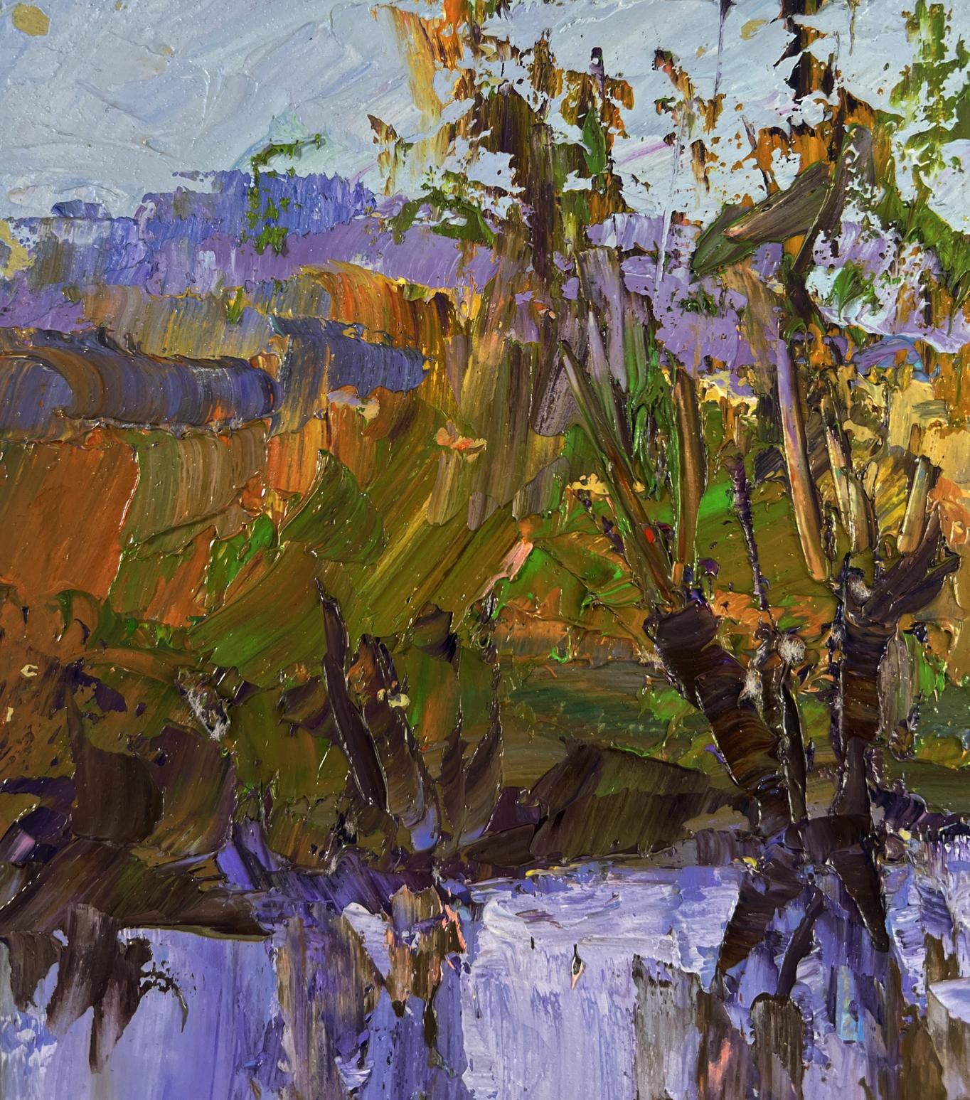 Impressionistic oil painting Path between two banks by Boris Serdyuk