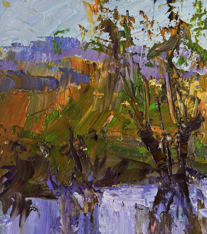 Impressionistic oil painting Path between two banks by Boris Serdyuk