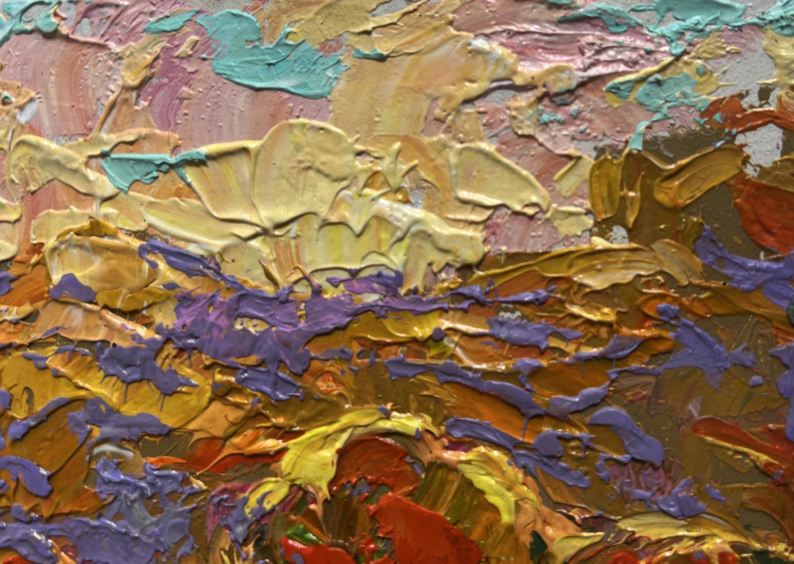 Oil painting Autumn Crimson by Oleksiy Ivanyuk, vibrant impasto abstract