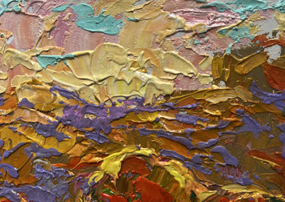 Oil painting Autumn Crimson by Oleksiy Ivanyuk, vibrant impasto abstract