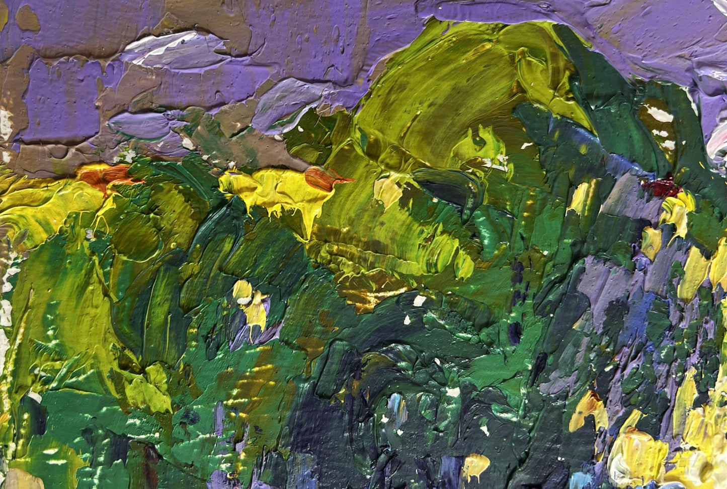 Vibrant impressionist oil painting of walking a cow in field by Oleksiy Ivanyuk