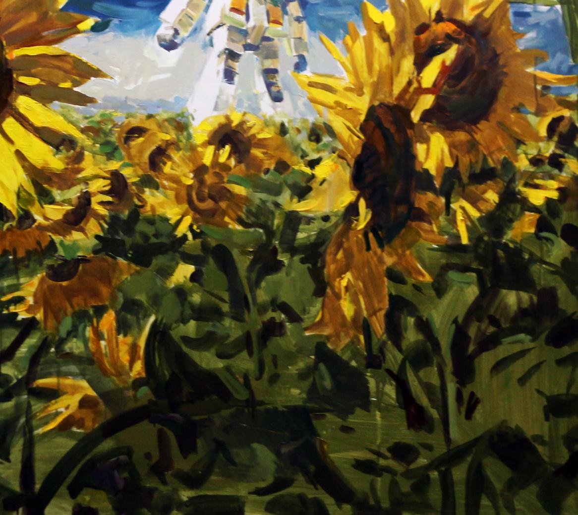Vibrant yellow sunflowers oil painting by South Ed Potapenkov