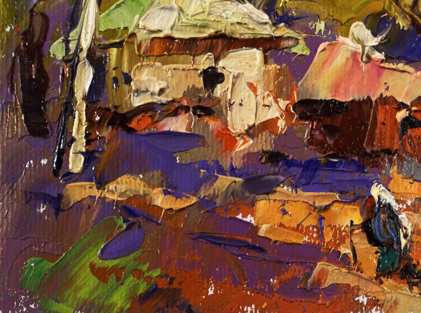Vibrant impasto oil painting Warm evening sun sets by Oleksiy Ivanyuk