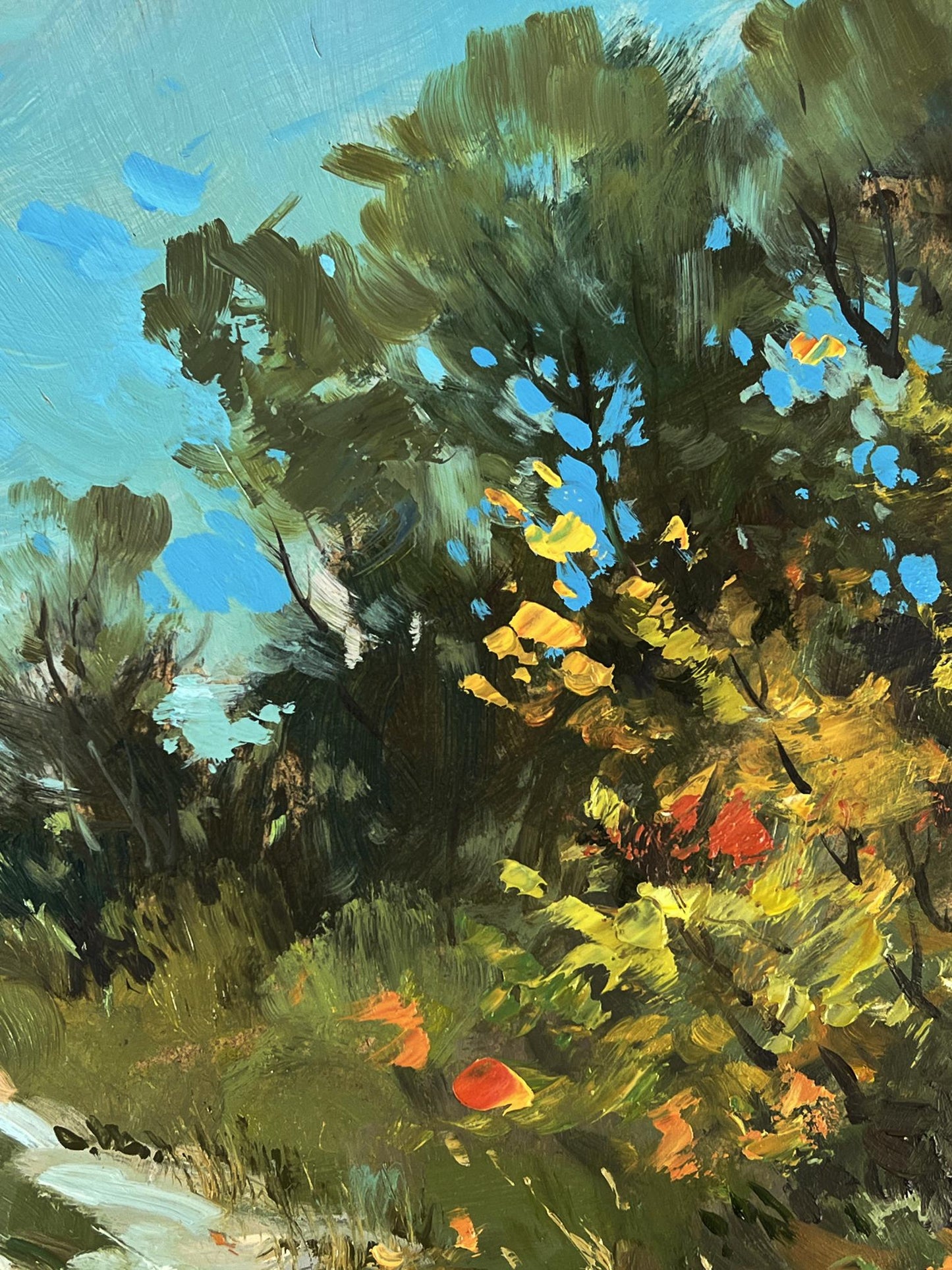 Vibrant impressionist oil painting The road to the river by Yuriy Suprunchuk