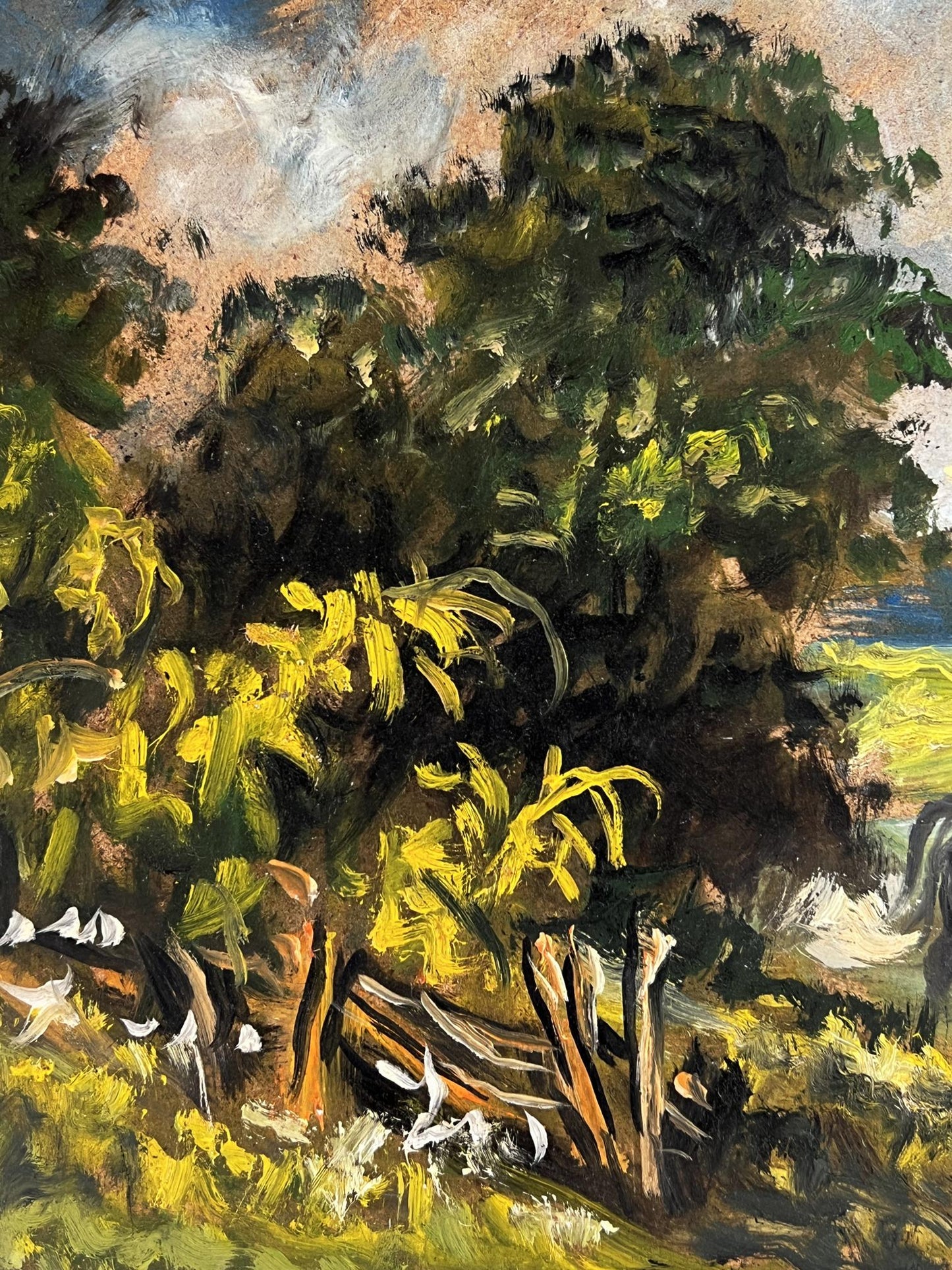 Vibrant impressionist oil painting of tree with birds by Alexander Litvinov