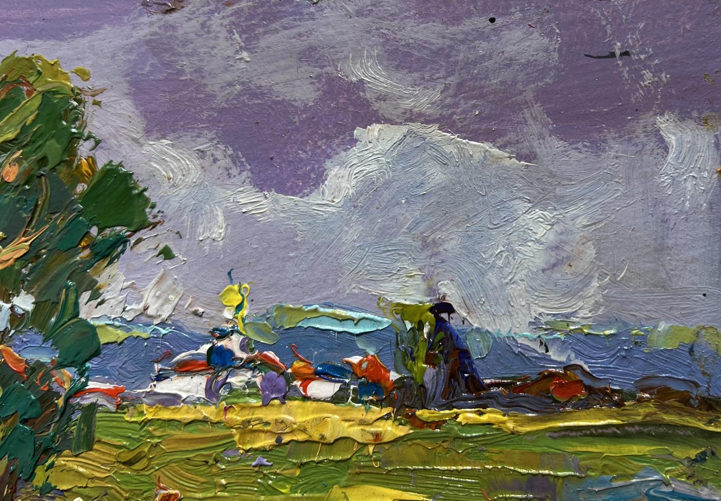 Vibrant impressionist oil painting by Oleksiy Ivanyuk: summer vacation landscape