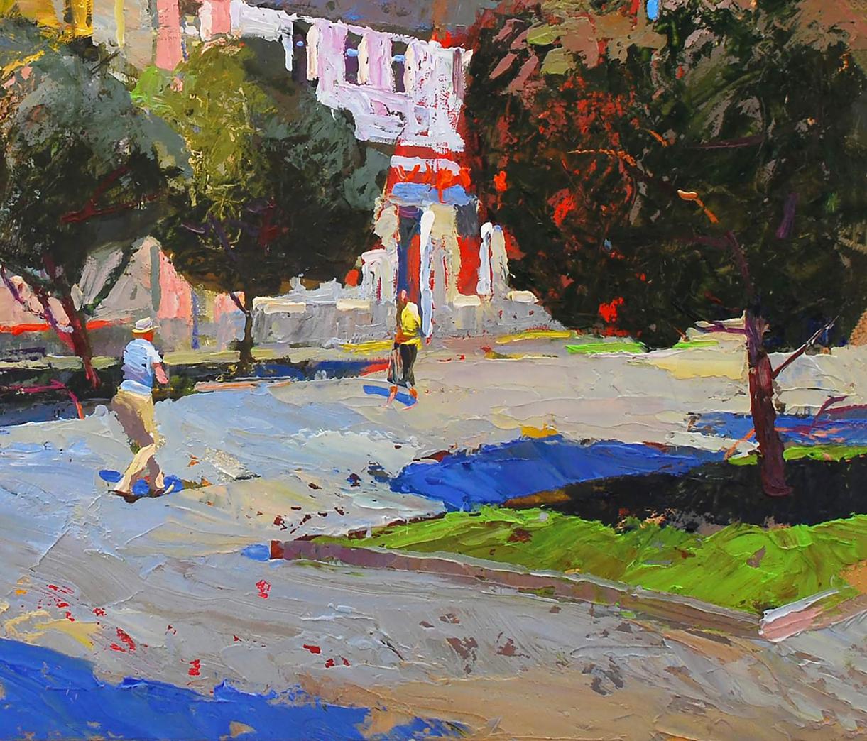 Vibrant impressionist oil painting Summer in the city by Egor Shvachunov