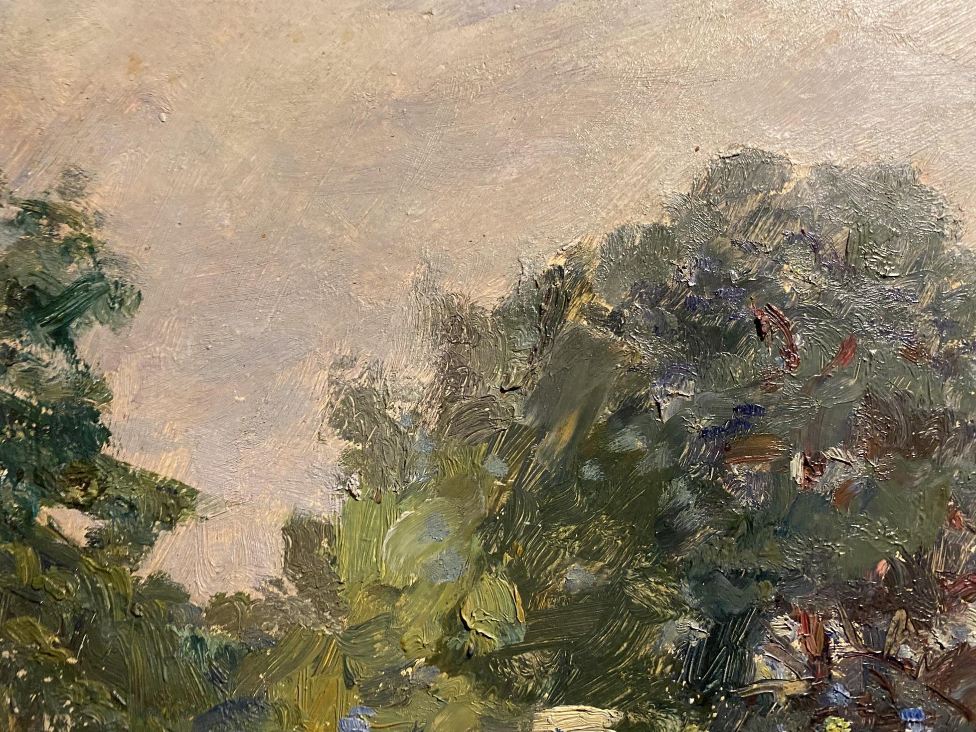 Oil painting Metropolitan Forest Reserve textured green foliage impasto