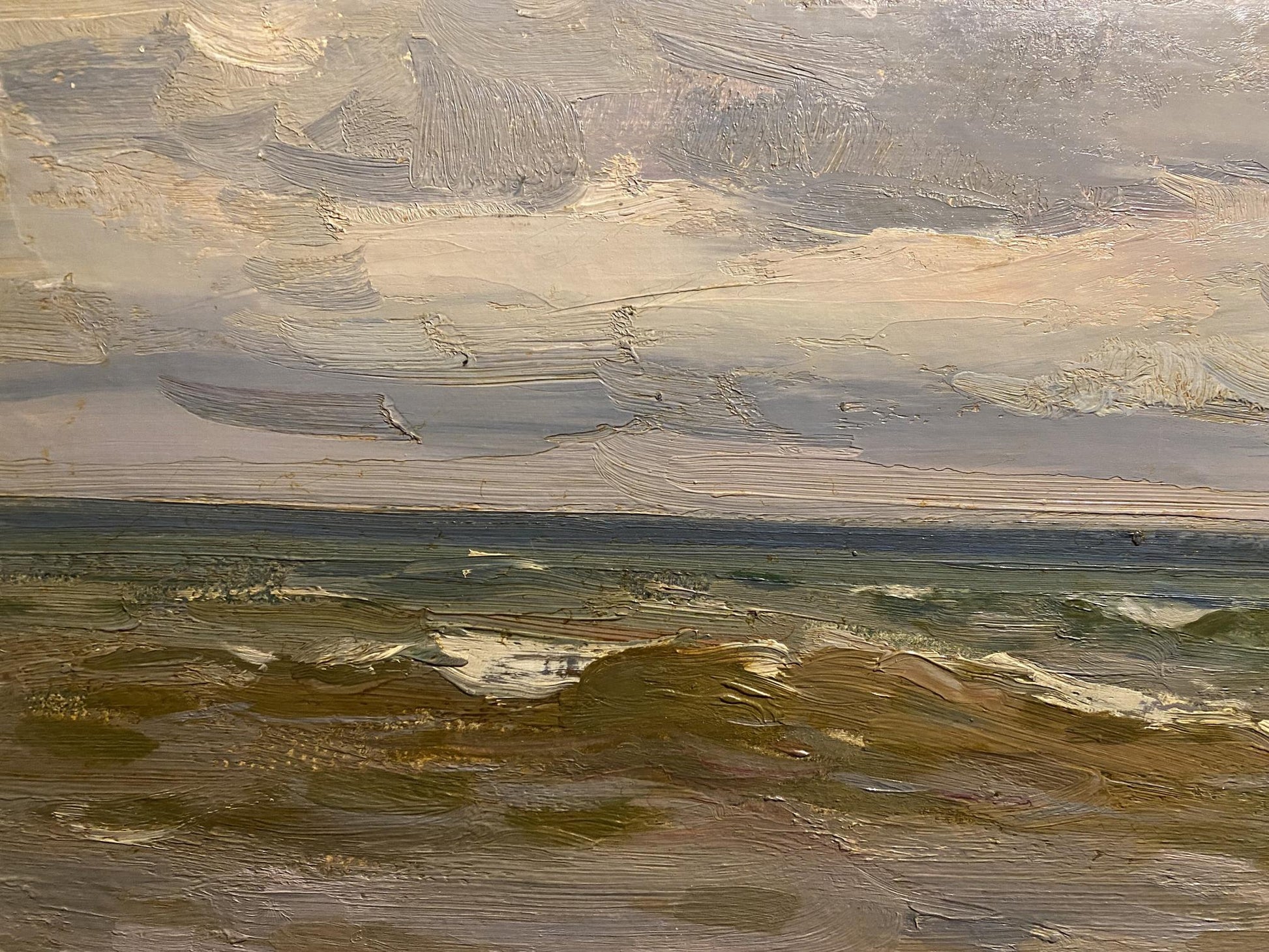 Textured oil painting Sea in December by Arkady Strelov seascape