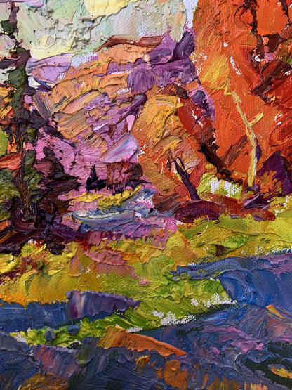 Vibrant Sunny Autumn Day oil painting by Ivanyuk Oleksiy with impasto strokes