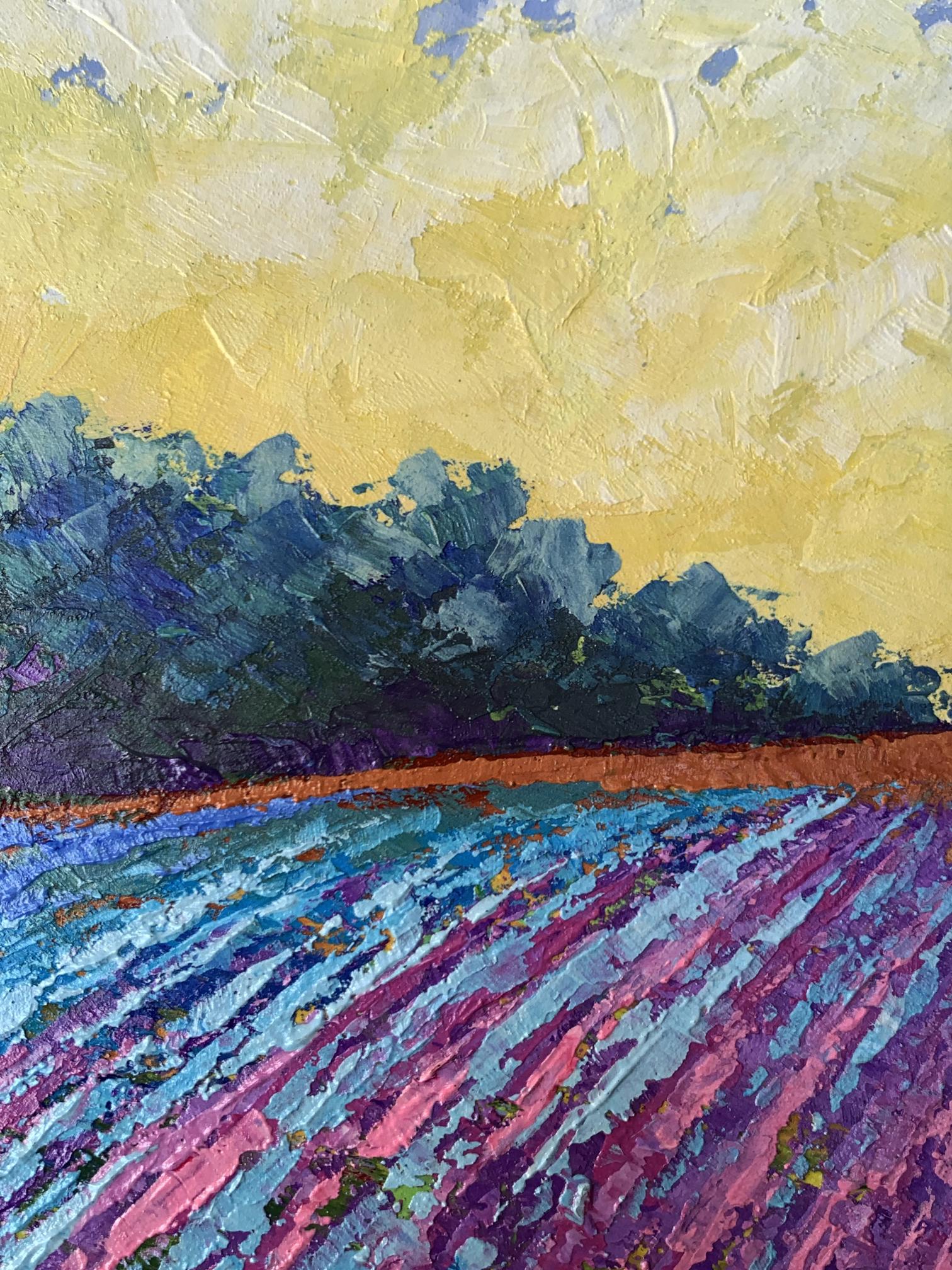 Vibrant impressionist oil painting of lavender field by V. Zadorozhnya