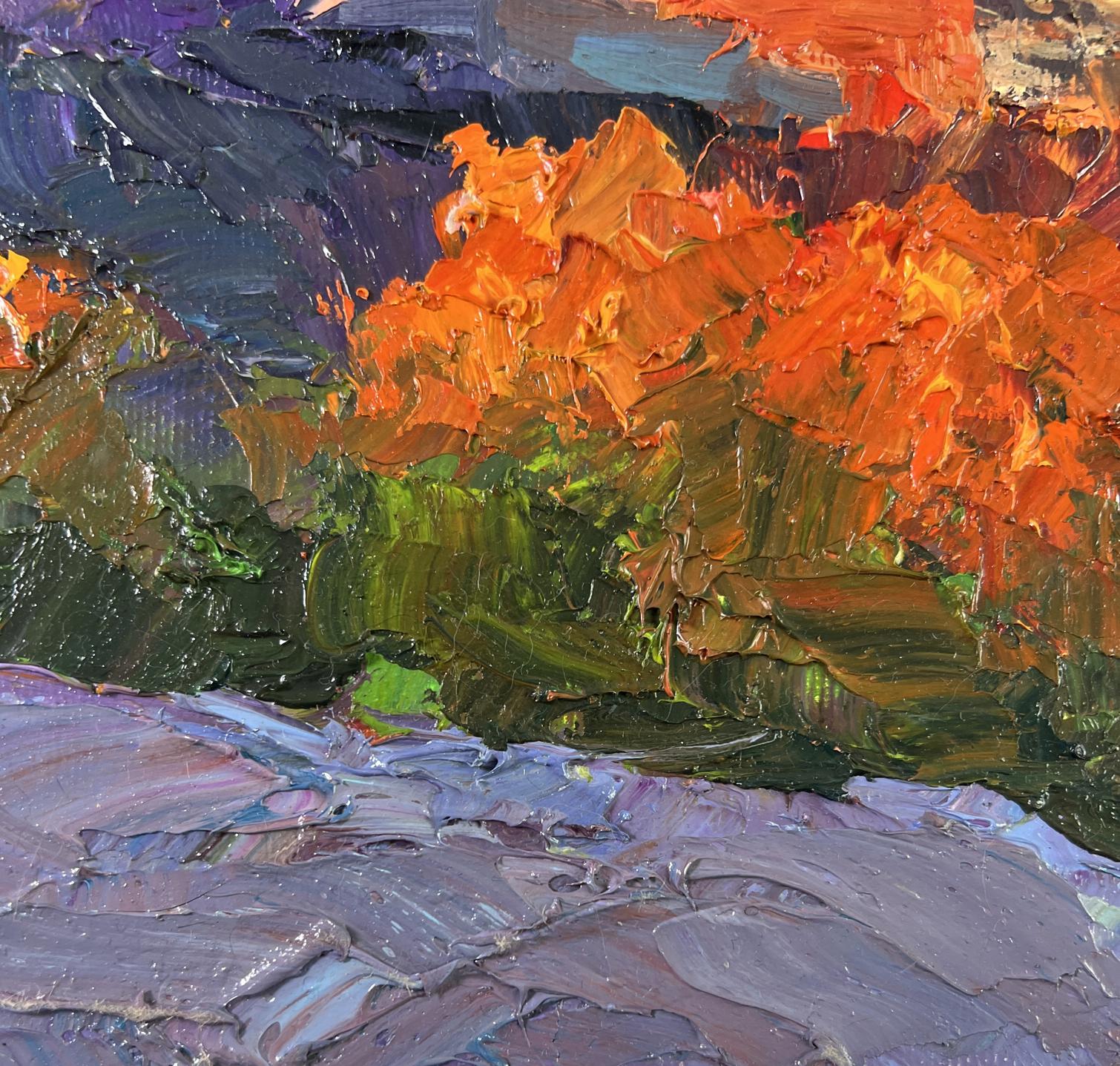 Vibrant impressionist oil painting of Castle on the Hill and Autumn by Boris Serdyuk
