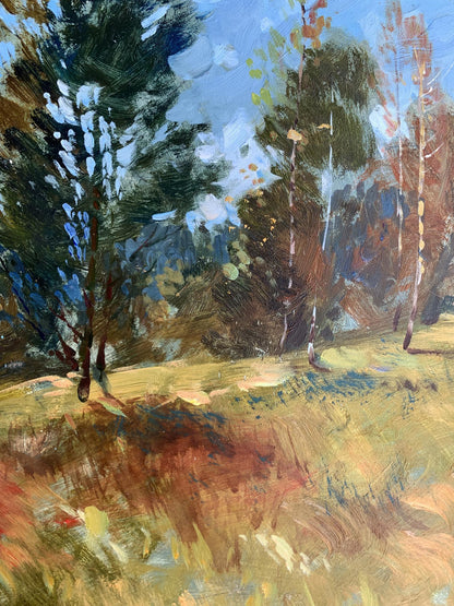 Vibrant impressionist oil painting Beginning of Autumn by Yuriy Suprunchuk