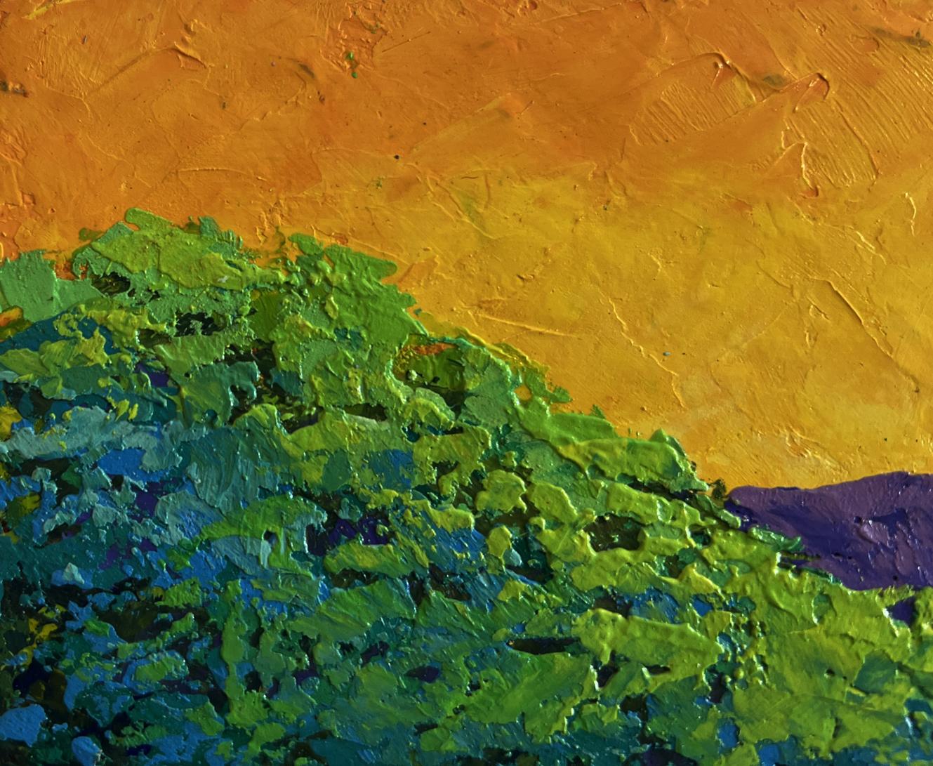 Textured abstract oil painting Shades of yellow sunset V. Zadorozhnya