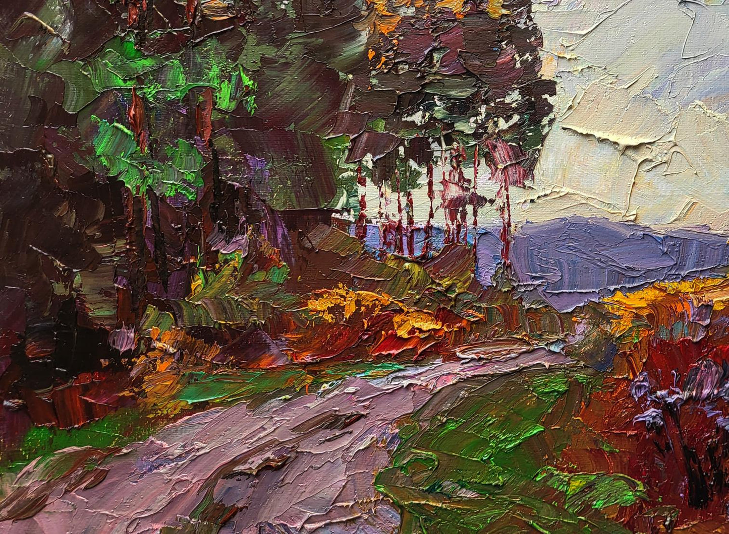 Oil painting The road to the forest by Boris Serdyuk impasto landscape