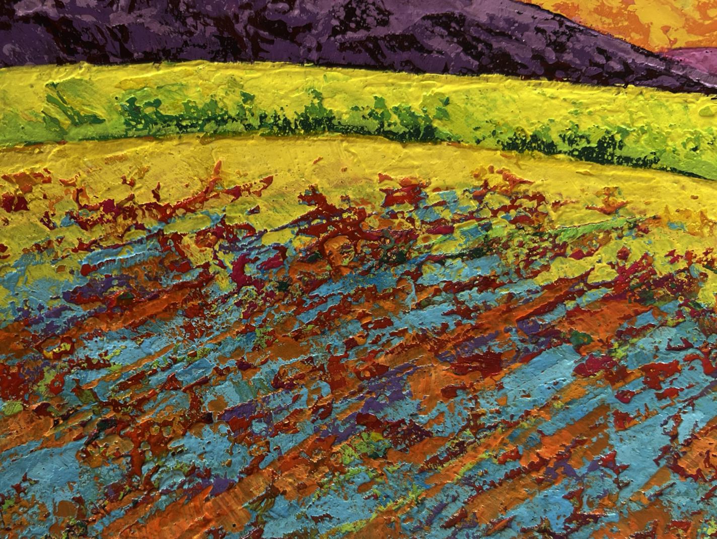 Vibrant sunset oil painting by V. Zadorozhnya with bold textured colors