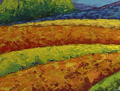 Vibrant impressionist oil painting In the field observing beauty by V. Zadorozhnya
