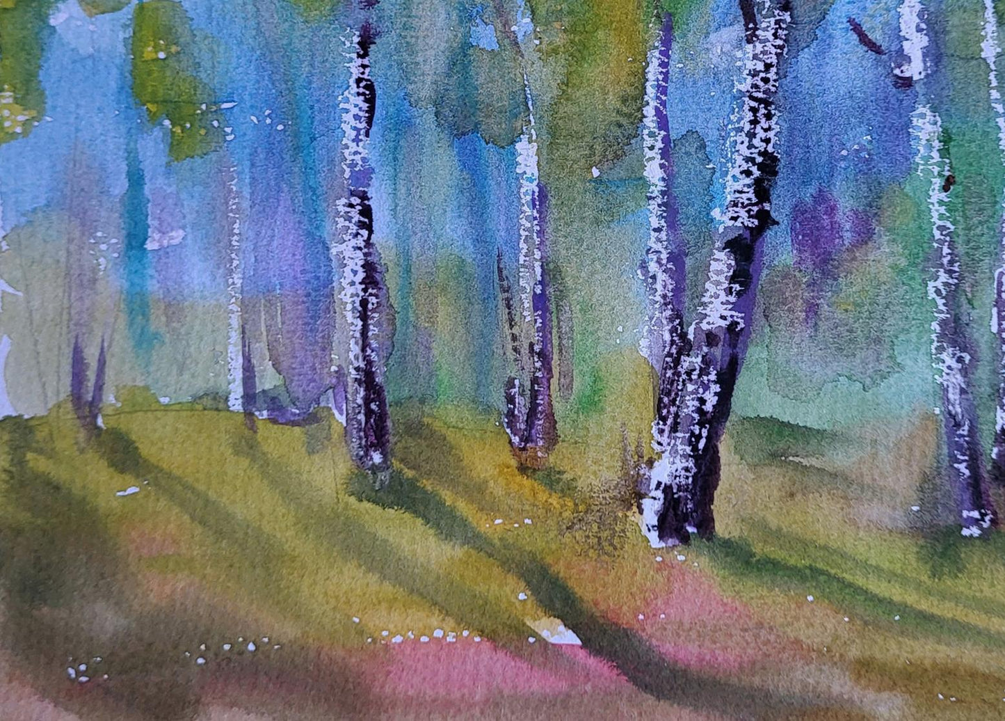 Watercolor painting Spring in the birches by Boris Serdyuk