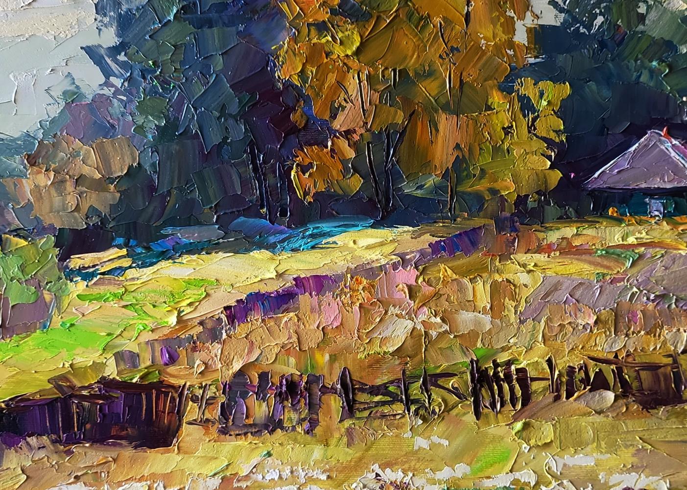 Vibrant impressionist oil painting Autumn flowers in the garden by Boris Serdyuk