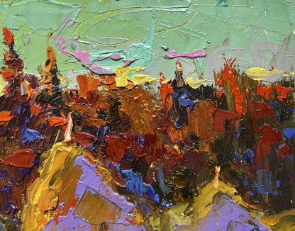 Vibrant impressionist oil painting The sun is setting by Oleksiy Ivanyuk