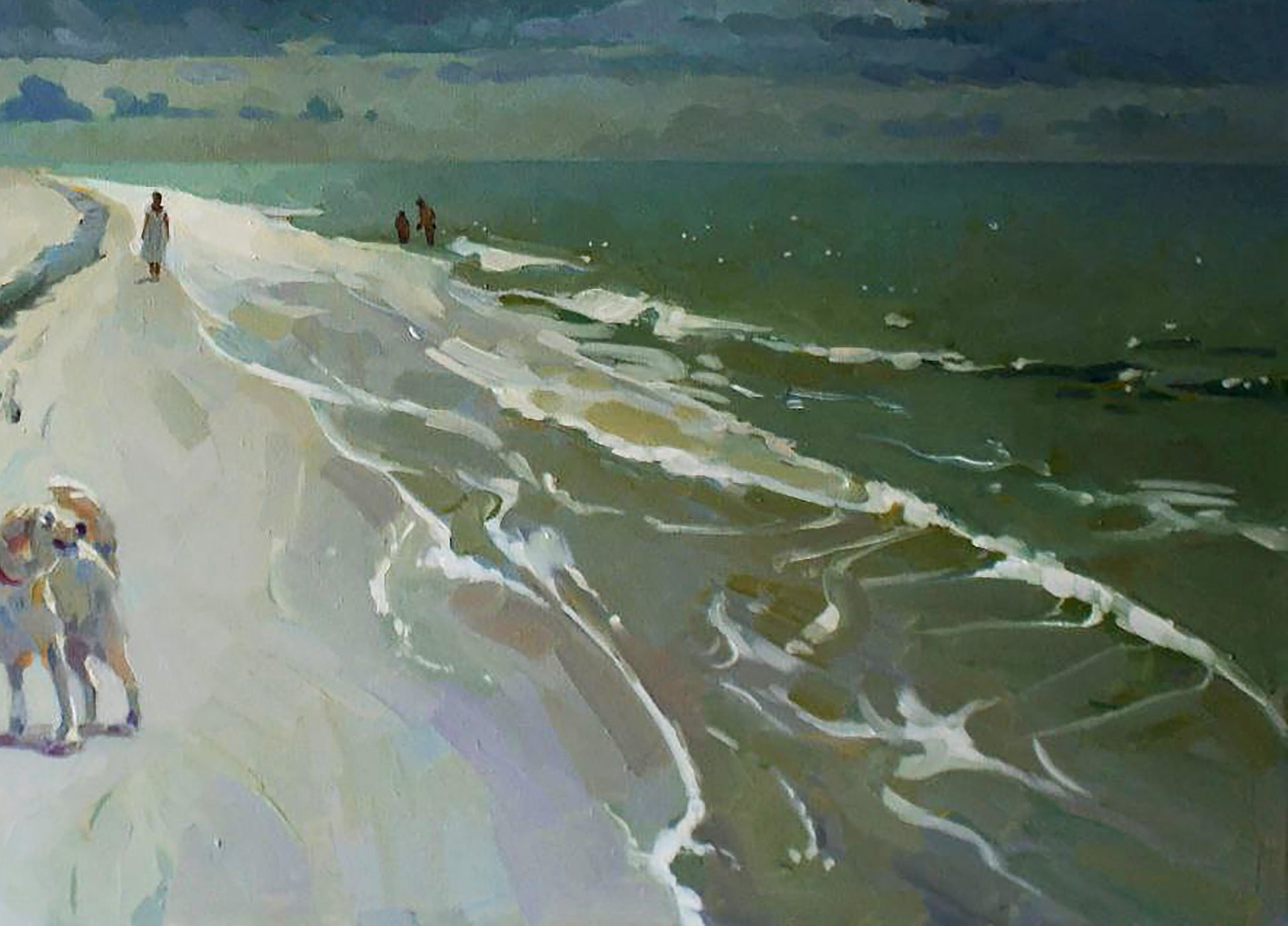 Serene impressionistic oil painting Near the sea by Anastasia Yaroshevich