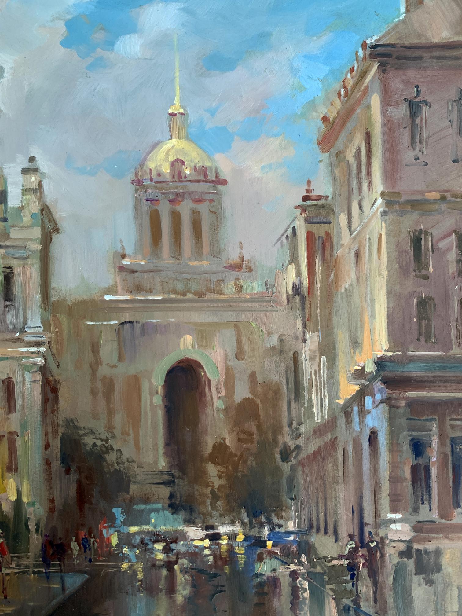 Oil painting of golden-domed City Hall cathedral by Yuriy Suprunchuk