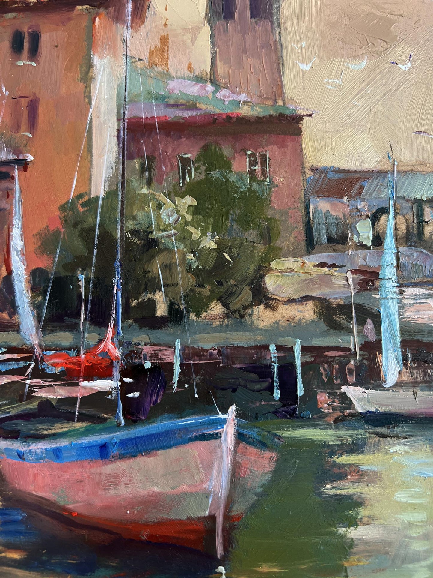 Oil painting of Venice port sunset by Yuriy Suprunchuk