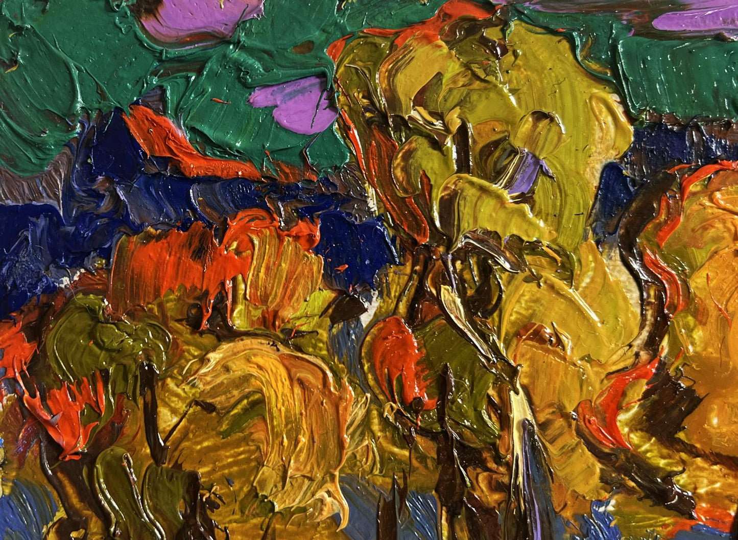 Vibrant oil painting In the autumn forest by Oleksiy Ivanyuk