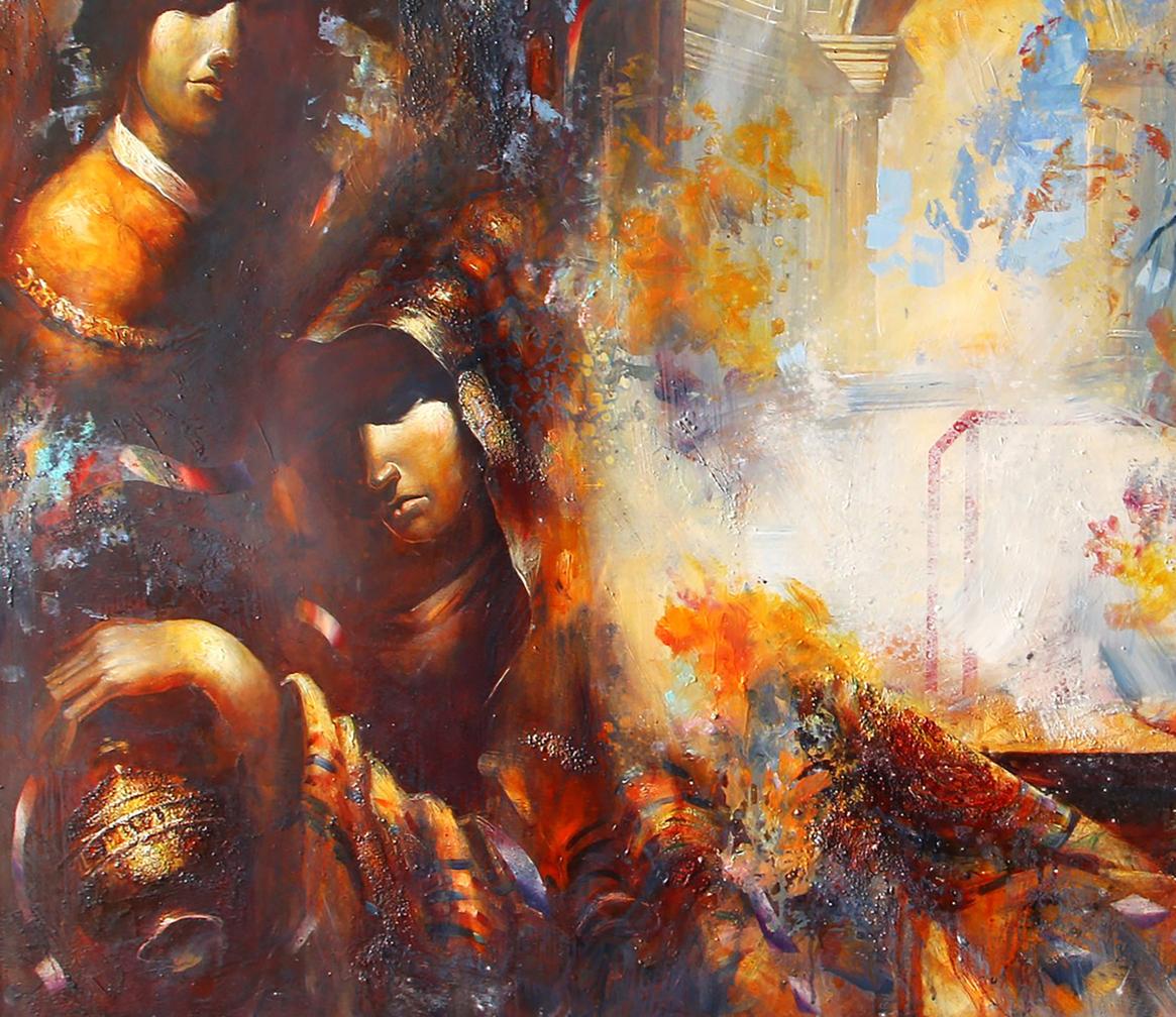 Oil painting Two in classic interior by Alexander Dobrodiy, abstract figures