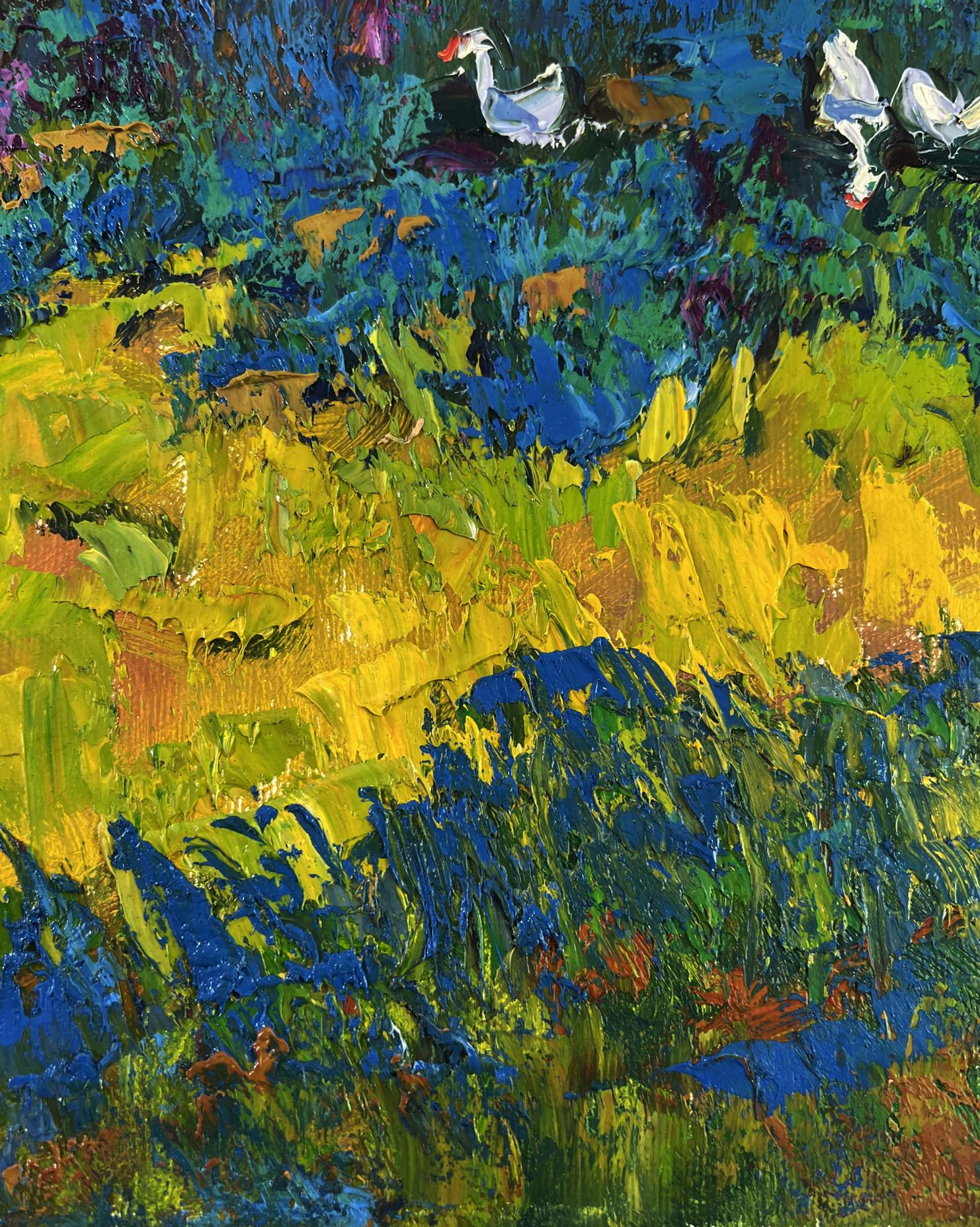 Vibrant impressionist oil painting Silence in the shade of old willows by Oleksiy Ivanyuk