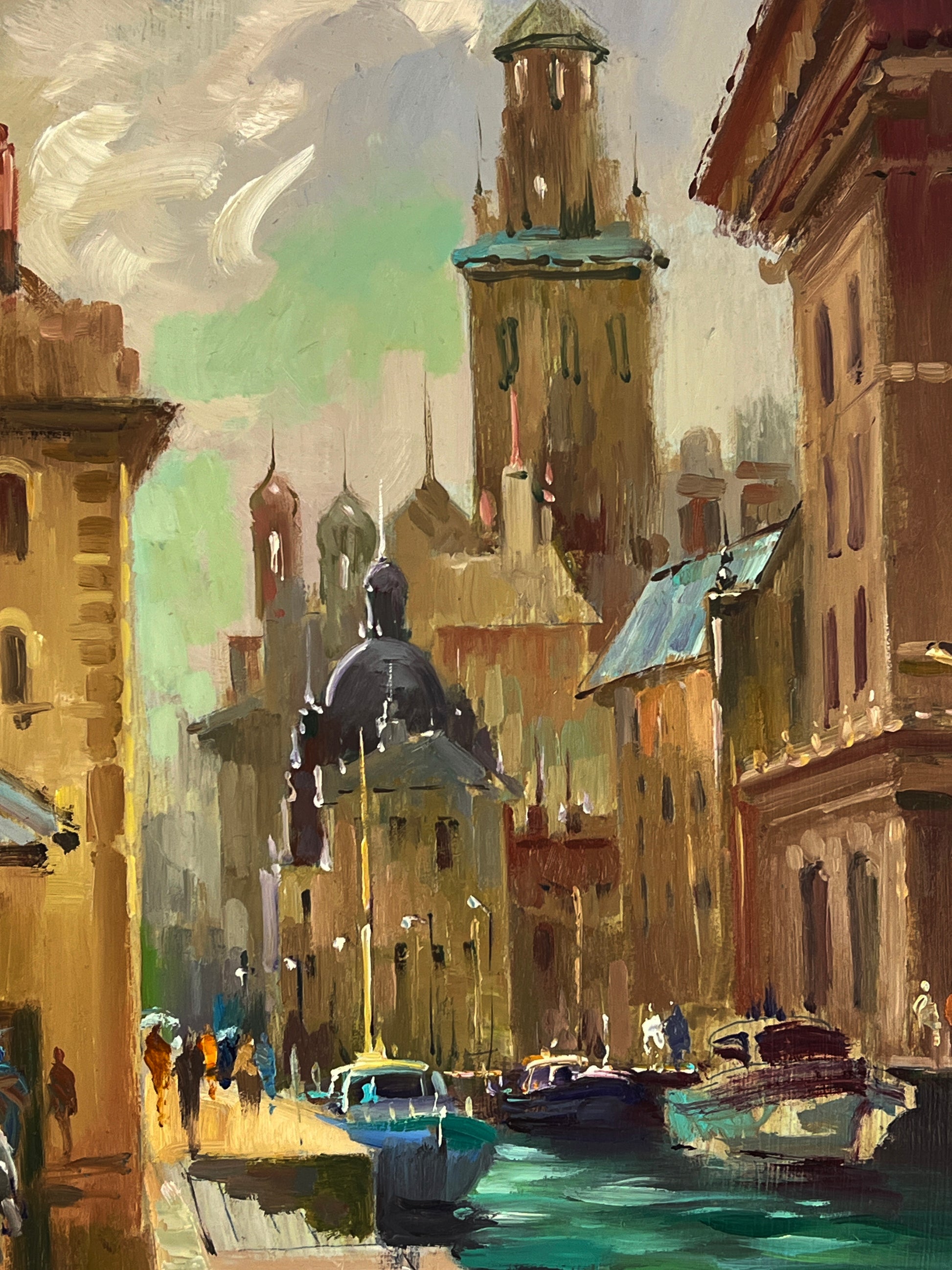Vibrant impressionist oil painting Venetian Reflection by Yuriy Suprunchuk