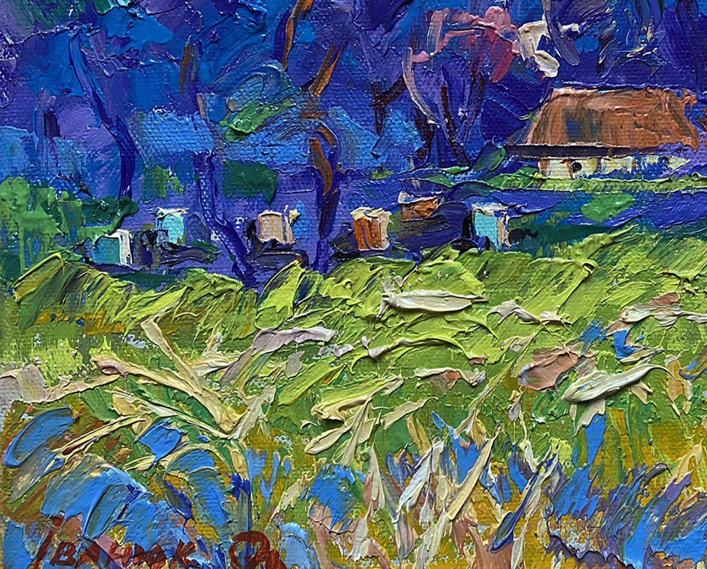 Vibrant impressionist oil painting Quiet morning in the village by Oleksiy Ivanyuk