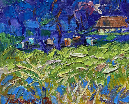 Vibrant impressionist oil painting Quiet morning in the village by Oleksiy Ivanyuk