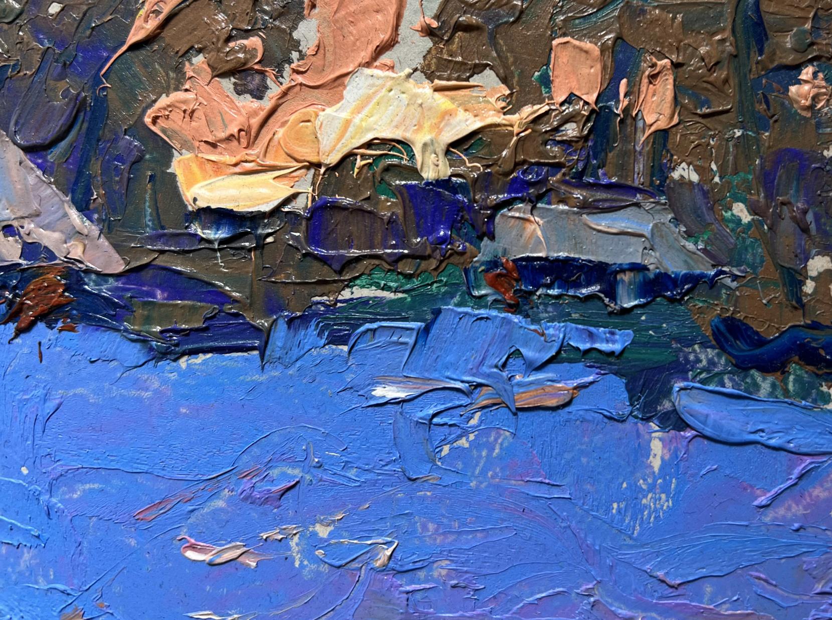 Oil painting Walk on a winter evening by Oleksiy Ivanyuk with impasto brushstrokes