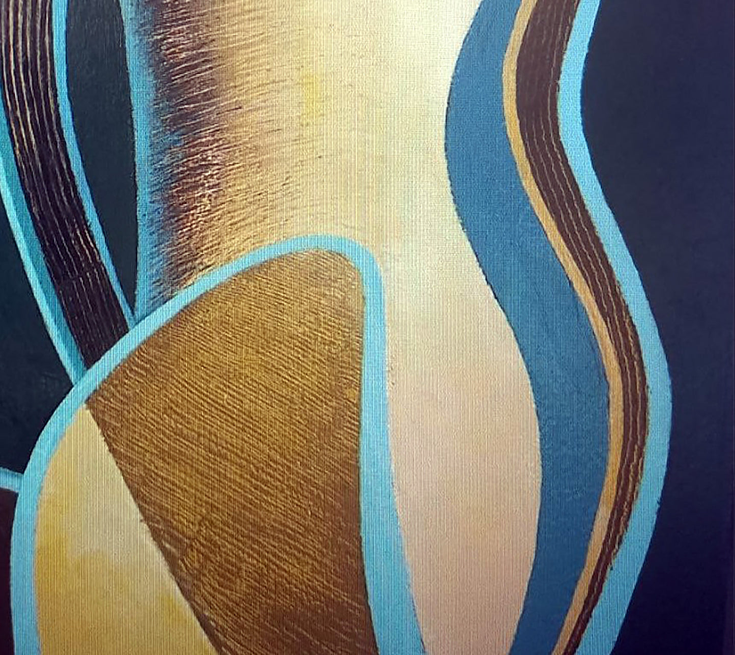 Oil painting Figure by Alexander Strashevich: abstract gold, beige, blue curves