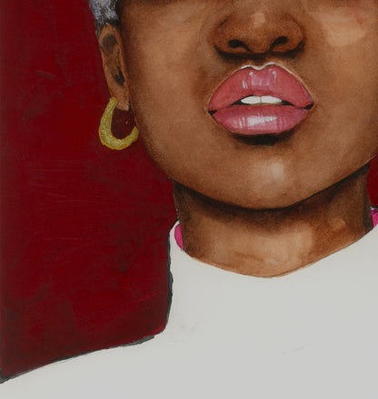 Gold hoop earring in Victoria Kagalovska Bold Elegance watercolor painting