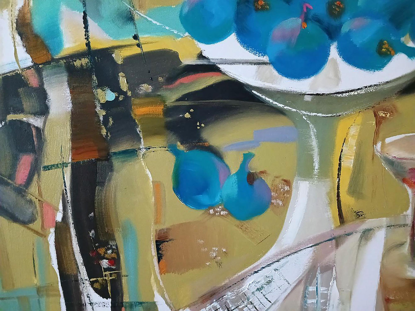 Abstract oil painting Sweet Still Life by Anatoly Tarabanov with blue grapes
