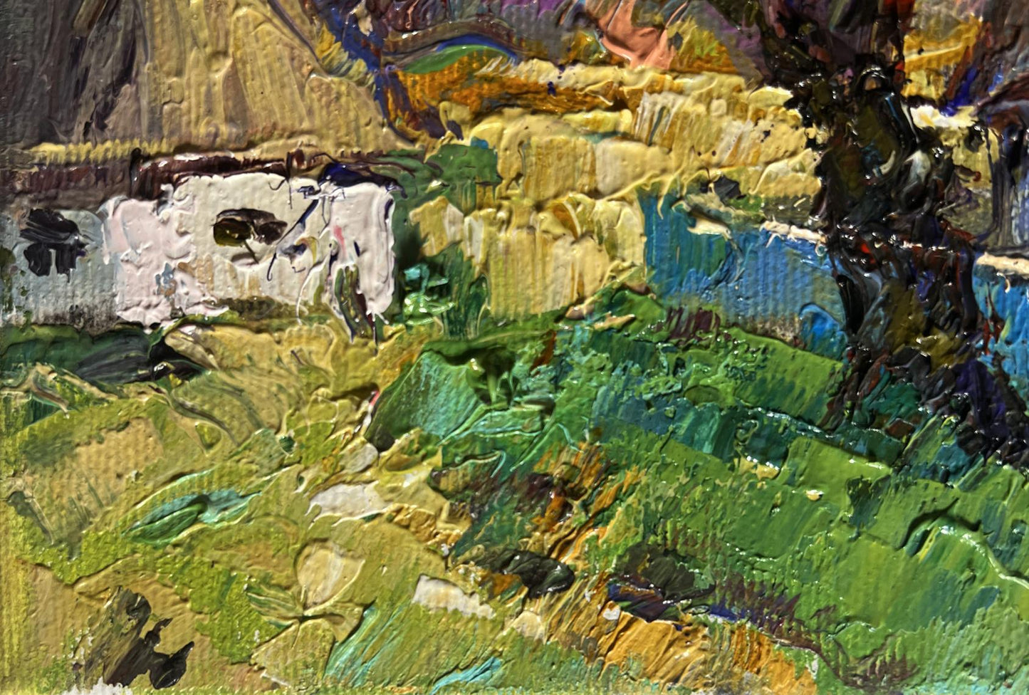 Oil painting Country summer morning by Oleksiy Ivanyuk, textured greens