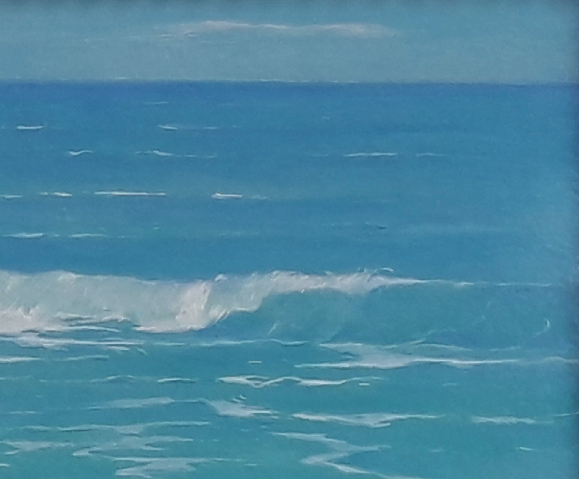 Oil painting of serene wave rolling to warm shore by Vasily Korkishko