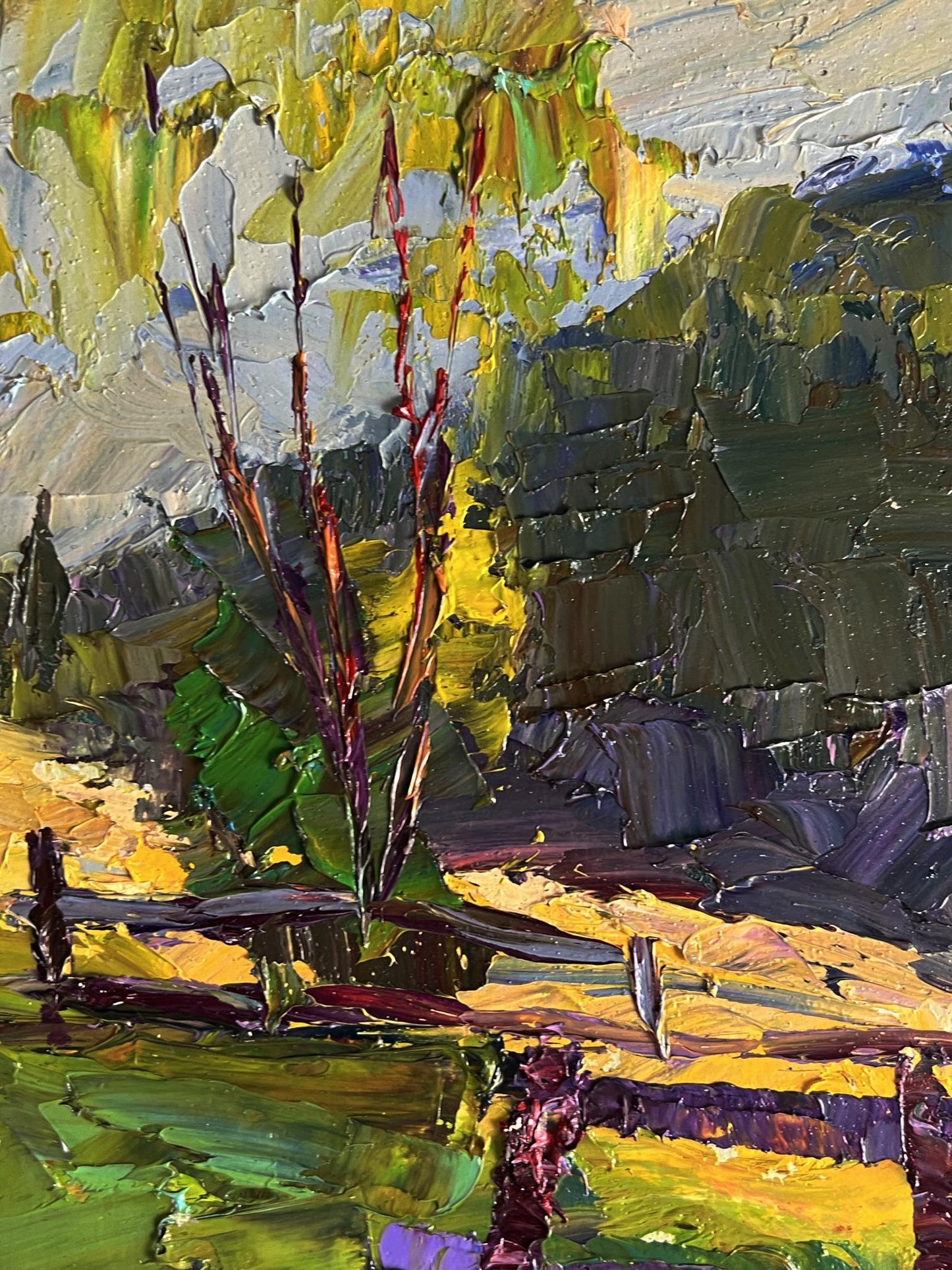Vibrant oil painting of autumn mountain meadows by Boris Serdyuk