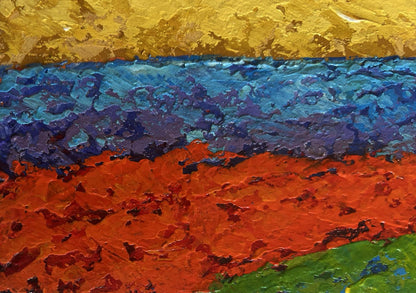 Vibrant oil painting Golden evening over green expanses by V. Zadorozhnya