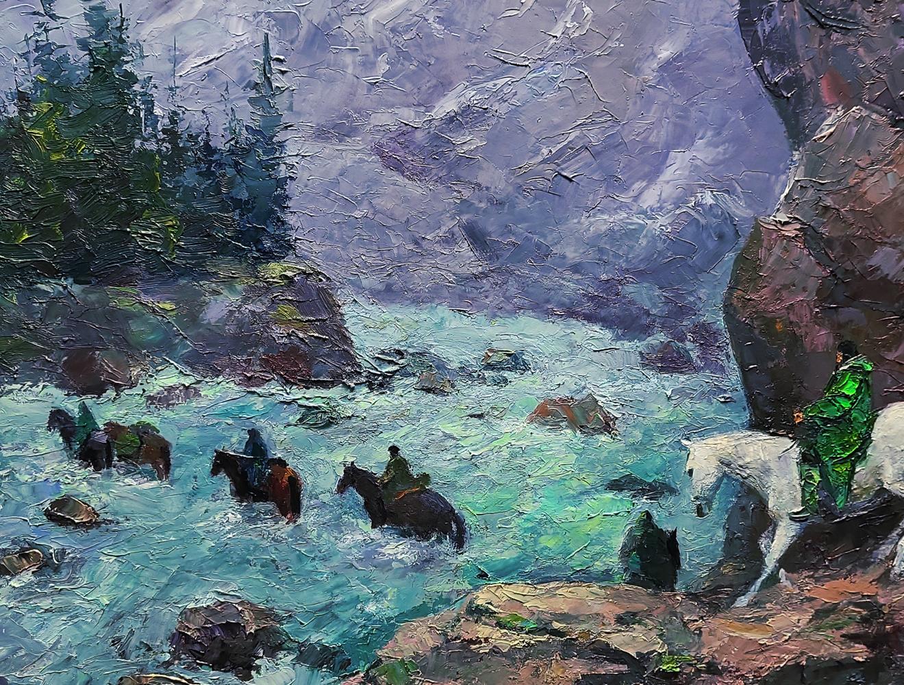 Oil painting Dangerous stream in the mountains by Boris Serdyuk