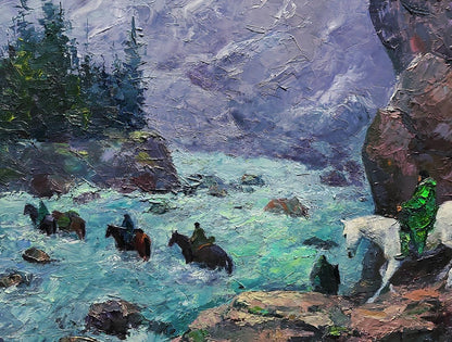 Oil painting Dangerous stream in the mountains by Boris Serdyuk