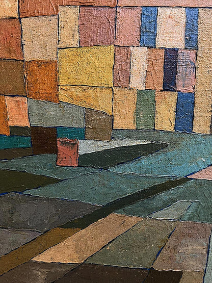 Oil painting The road to the square by Serhiy Kovalev, textured geometric patchwork