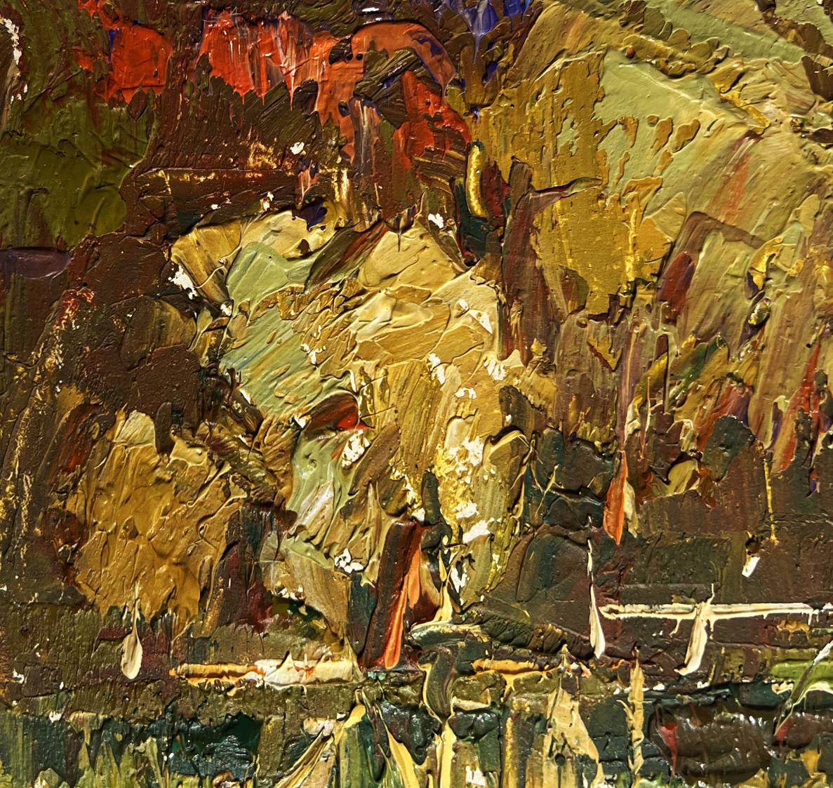 Impasto oil painting of field and river by Oleksiy Ivanyuk