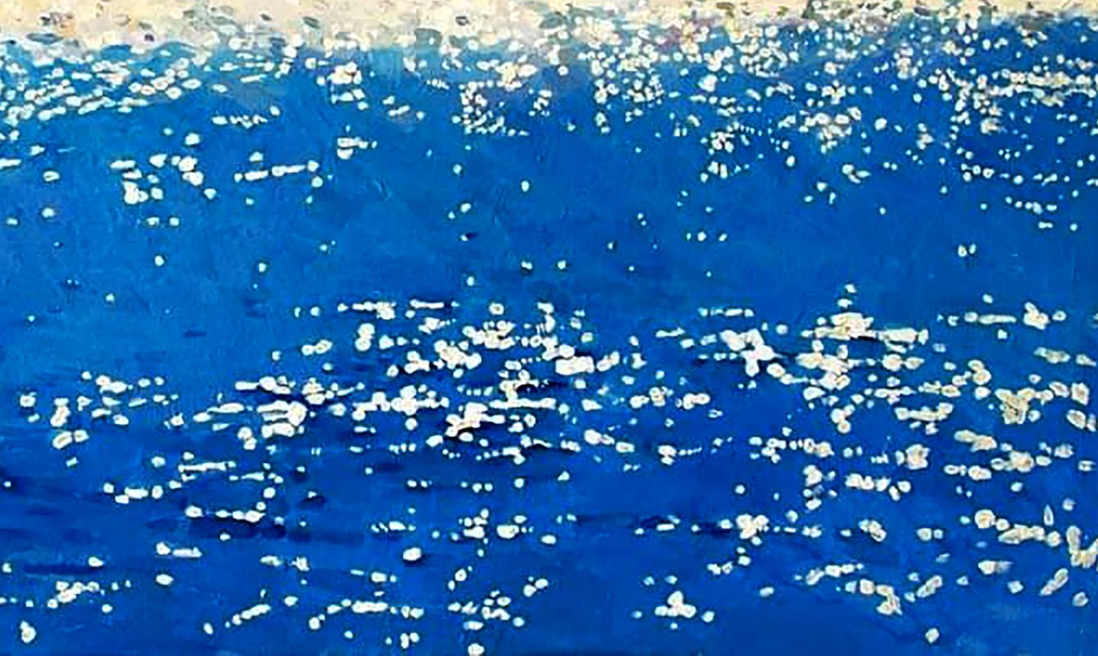 Oil painting Shine by Anastasia Yaroshevich: vibrant blue ocean with sparkling sunlight