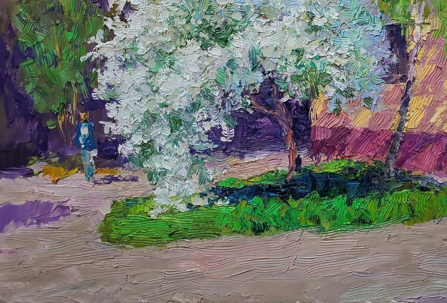 Vibrant impressionist oil painting Spring walk around the city by Boris Serdyuk