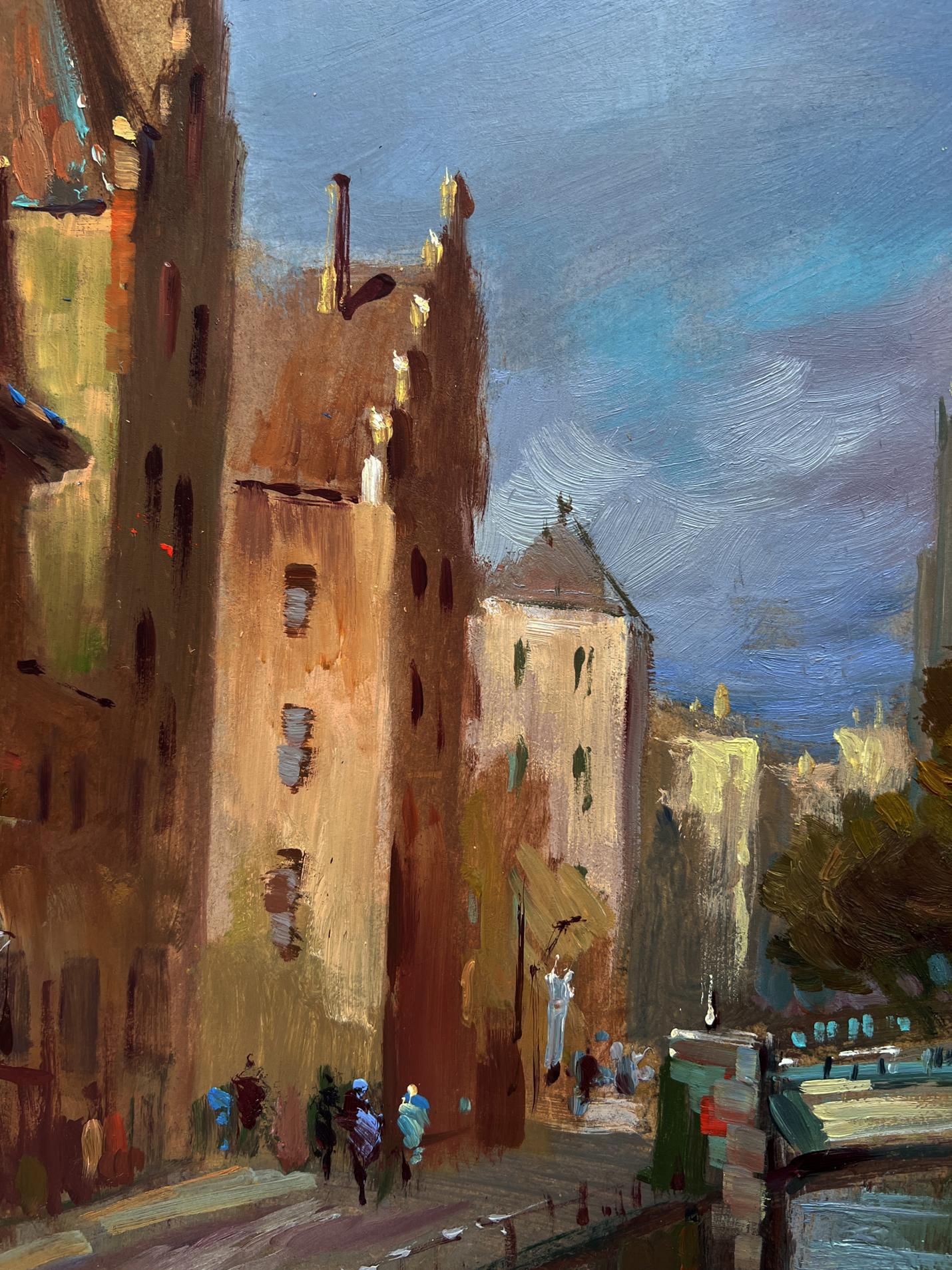 Oil painting of old Venice street by Yuriy Suprunchuk, textured cityscape
